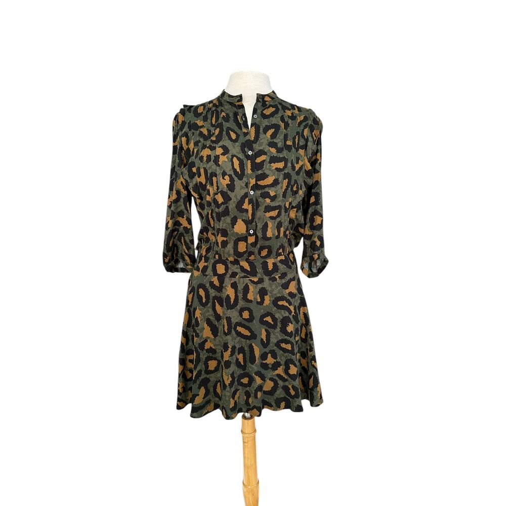 NEW Zadig and Voltaire Olive Reno Leo Paris Cheetah Mini Dress Size Small